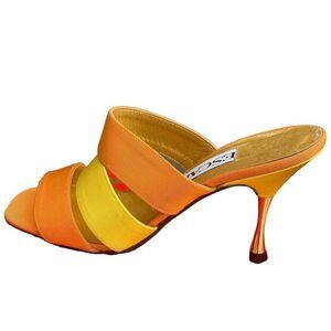 VINTAGE Escada Bi Tone Orange and Yellow Straps Sandals Heels SZ 6B NIB